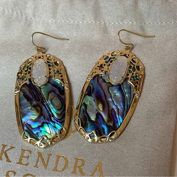 *SOLD* Kendra Scott Deva Earrings Abalone Iridescent Drusy - Picture 6 of 8